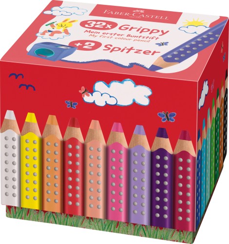 KREDKI GRIPPY OPAKOWANIE PRZEDSZKOLNE 32 SZT. (2 SZT. X 16 KOL.) + 2 TEMPERÓWKI FABER-CASTELL