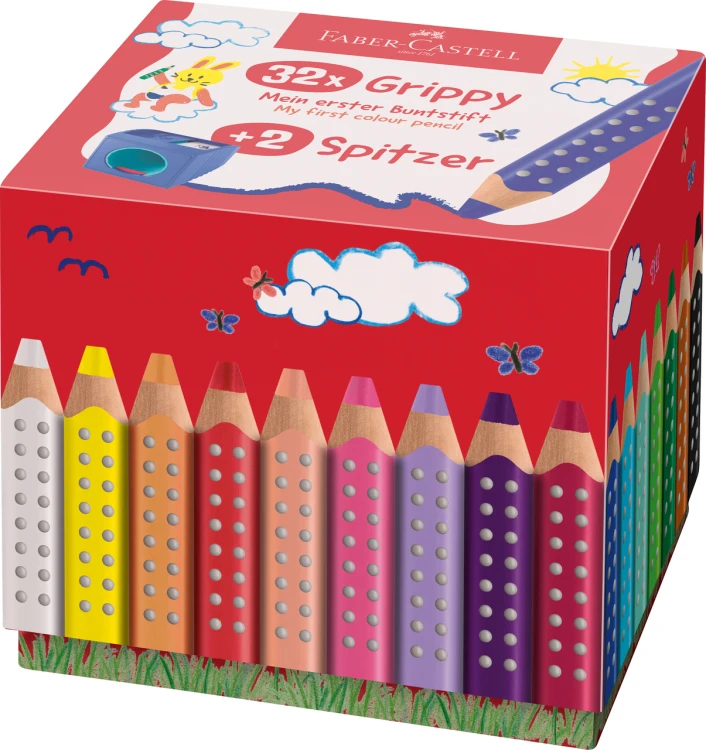 KREDKI GRIPPY OPAKOWANIE PRZEDSZKOLNE 32 SZT. (2 SZT. X 16 KOL.) + 2 TEMPERÓWKI FABER-CASTELL