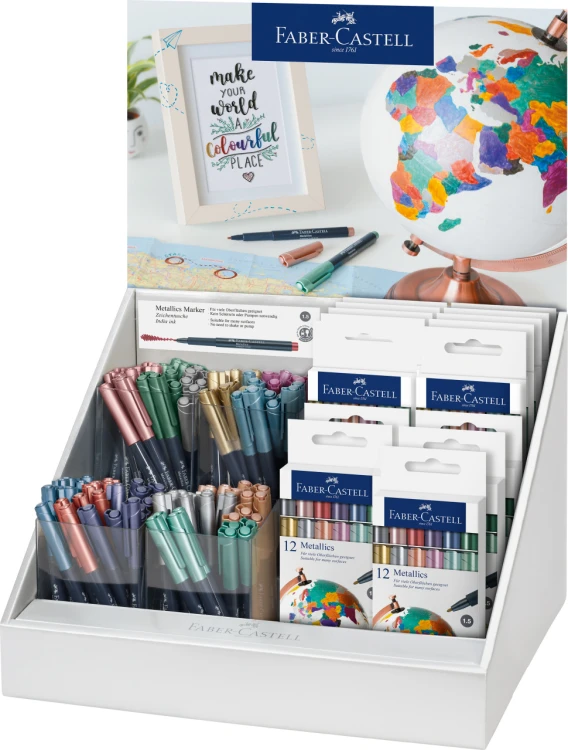 PISAKI METALICZNE METALLICS DISPLAY (120x POJEDYNCZE KOLORY, 10xOPAKOWANIE 6 SZTUK, 5xOPAKOWANIE 12 SZT.) FABER-CASTELL