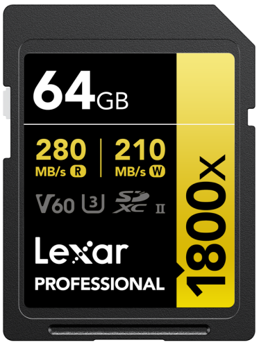 Karta pamięci Lexar SDXC Pro 1800x U3 UHS-II R280/W210 (V60) 64GB