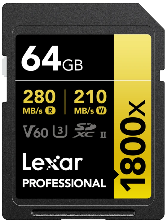 Karta pamięci Lexar SDXC Pro 1800x U3 UHS-II R280/W210 (V60) 64GB
