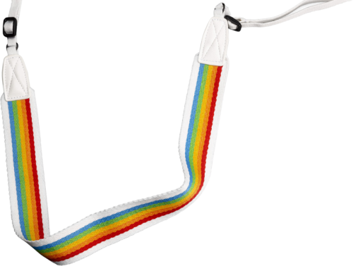 Polaroid Camera Strap Flat Rainbow White