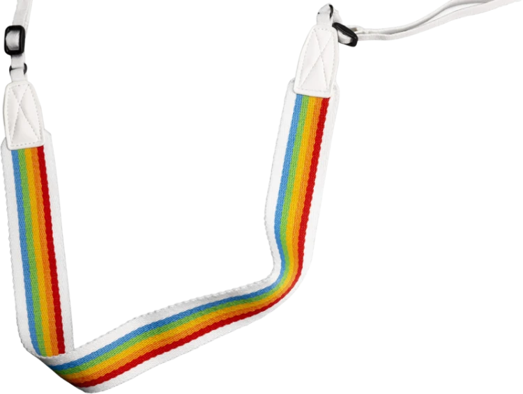 Polaroid Camera Strap Flat Rainbow White