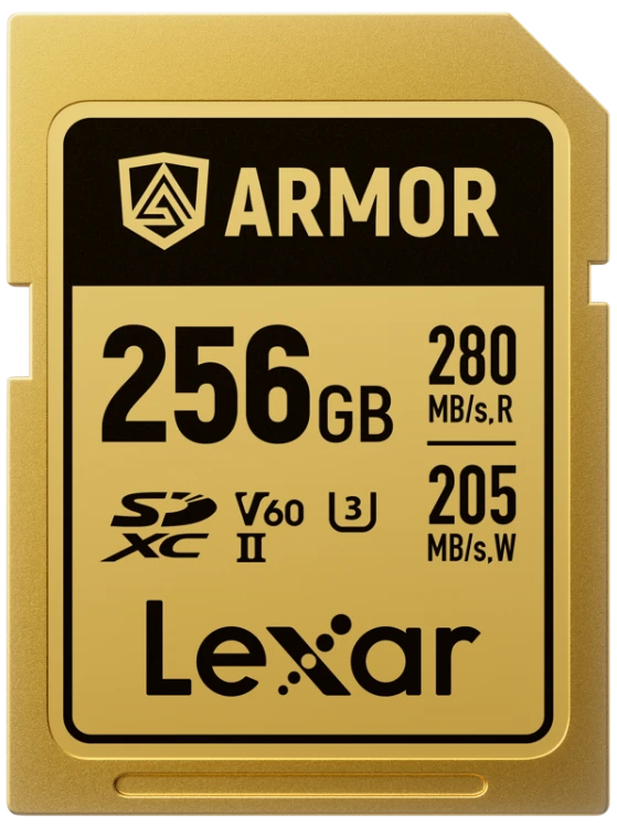 Karta pamięci Lexar SDXC ARMOR Gold UHS-II U3, Stainless Steel, IP68 R280/W210 (V60) 256GB