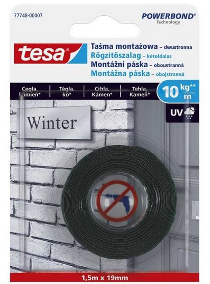 TAŚMA MONTAŻOWA NA ZEWNĄTRZ TESA       1,5m x19mm