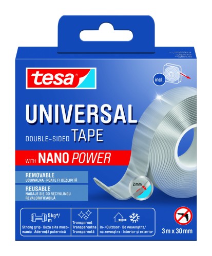TAŚMA MONTAŻOWA DWUSTRONNA TESA NANO POWER TRANSPARENTNA 3M x 30MM