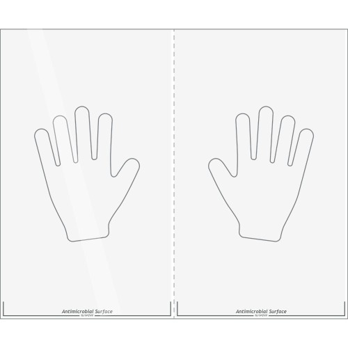 ANTYBAKTERYJNA NAKLEJKA 600X500 MM STERIFIL NA DRZWI Z NADRUKIEM RĄK TRANSPARENTNA 5 SZT. DJOIS x TARIFOLD