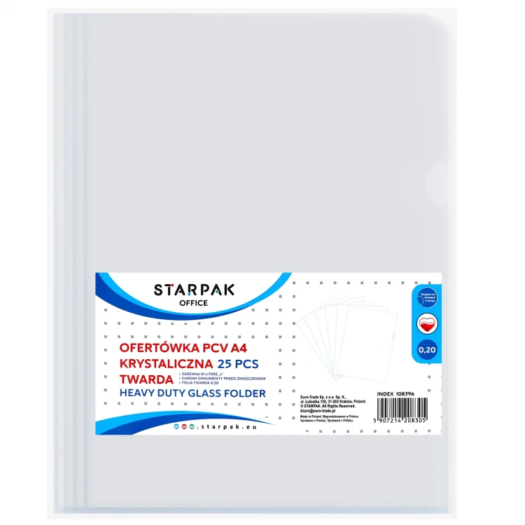 Ofertówka PP  A4 L twarda przezroczysta  0,20mic A 25 STARPAK 108396