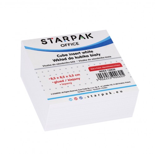 Wkład do kubika 85x85mm biały klejony STARPAK 130630