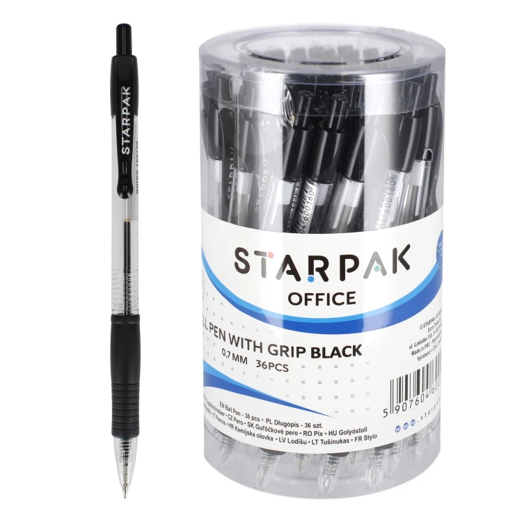 Długopis automatyczny 0.5 grip czarny tuba A 36 STARPAK 162129
