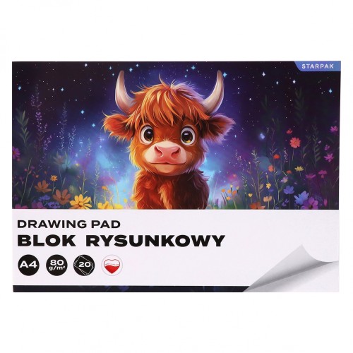 Blok rysunkowy A4/20k biały Krówka A 10 STARPAK 587743