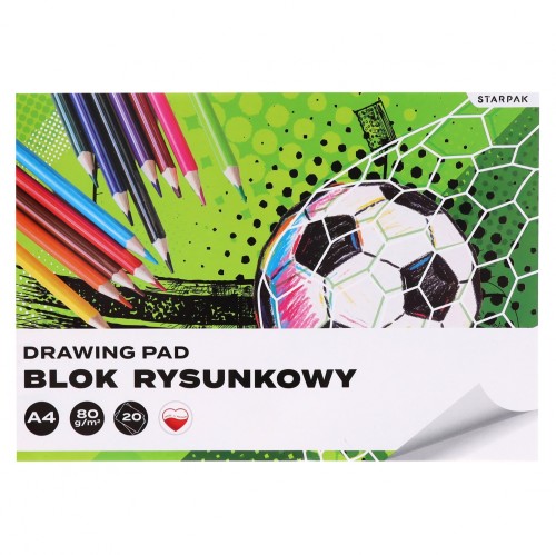 Blok rysunkowy A4/20k biały Football A 10 STARPAK 588810
