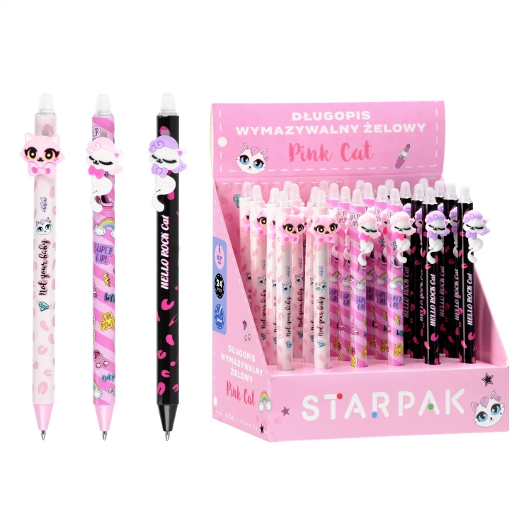 Długopis ścieralny automatyczny 0.7 Pink Cat display A 24 STARPAK 552683