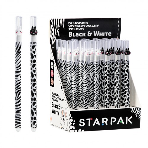 Długopis ścieralny zamykany 0.7 Black & White A 24 STARPAK 552687