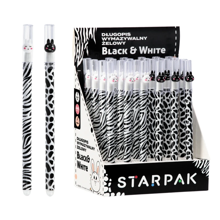 Długopis ścieralny zamykany 0.7 Black & White A 24 STARPAK 552687