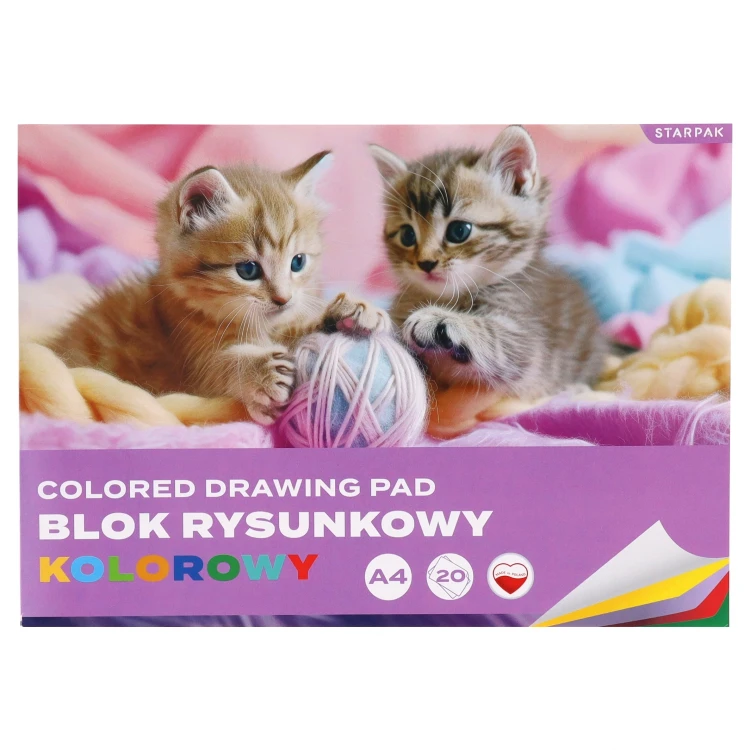 Blok rysunkowy A4/20k kolorowy Kotki A 10 STARPAK 587747