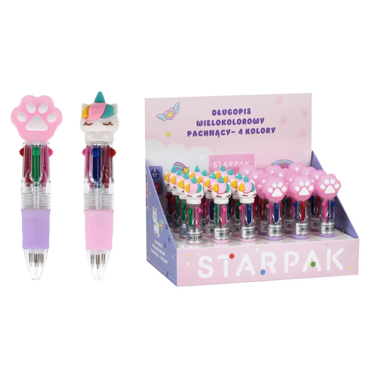 Długopis wielokolorowy mini 4 kolory 0.7 z figurką display A 24 STARPAK 563053
