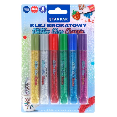 Klej brokatowy 10,5ml  6 kolorów STARPAK 578418