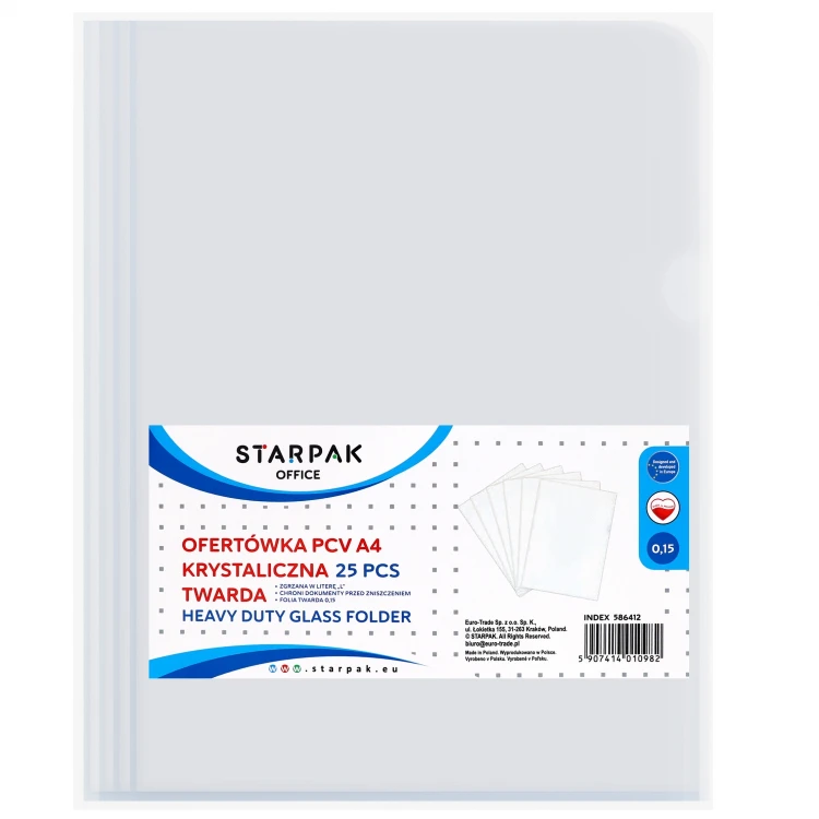 Ofertówka PP A4 L twarda przezroczysta 0,15mic  A 25 STARPAK 586412