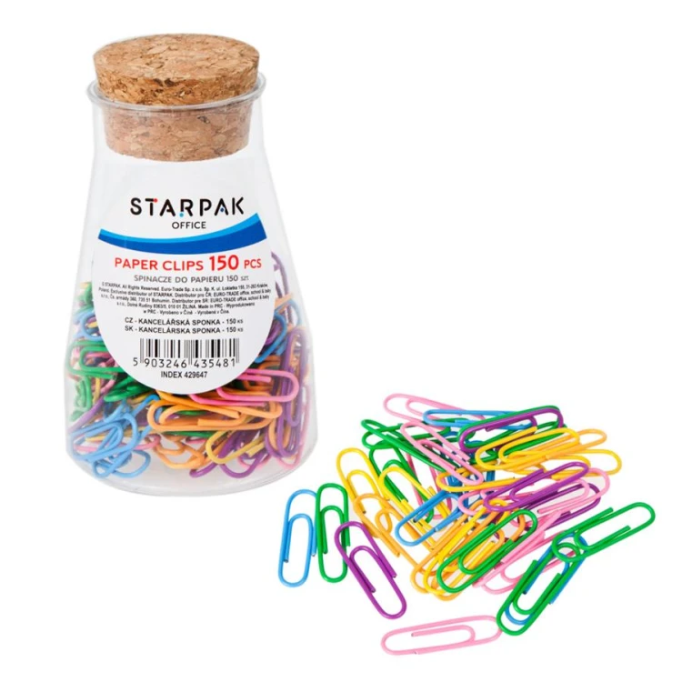 Spinacze biurowe kolorowe 150szt. tuba STARPAK 429647