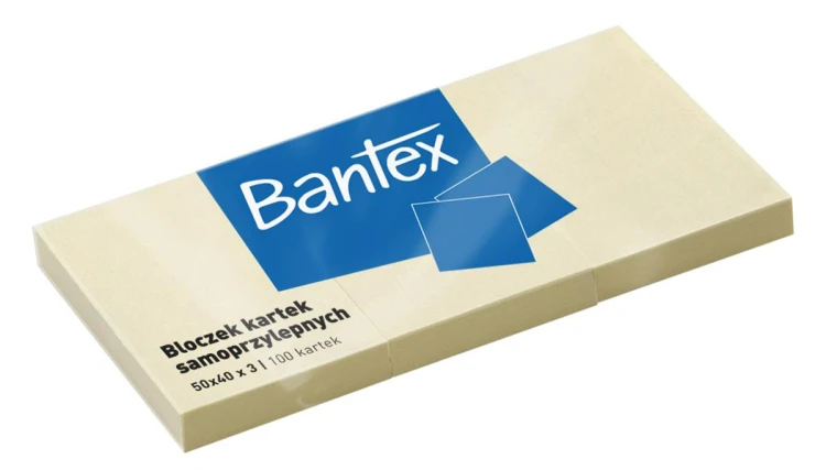 Notes samoprzylepny 50x40/100k 3szt żółty A 12 BANTEX 400086386