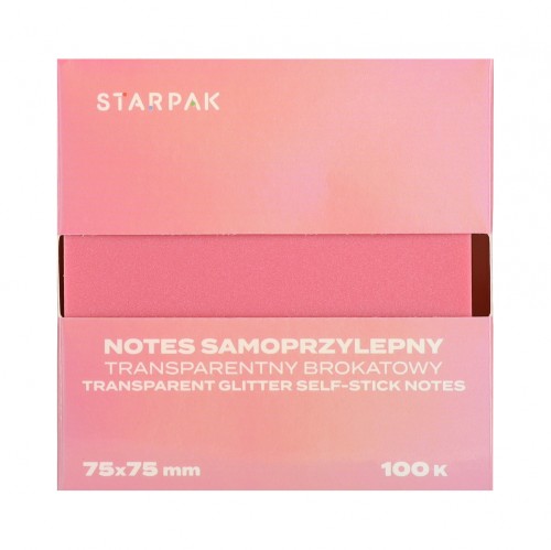 Notes samoprzylepny 75x75/100k transparent brokat różowy STARPAK 576529
