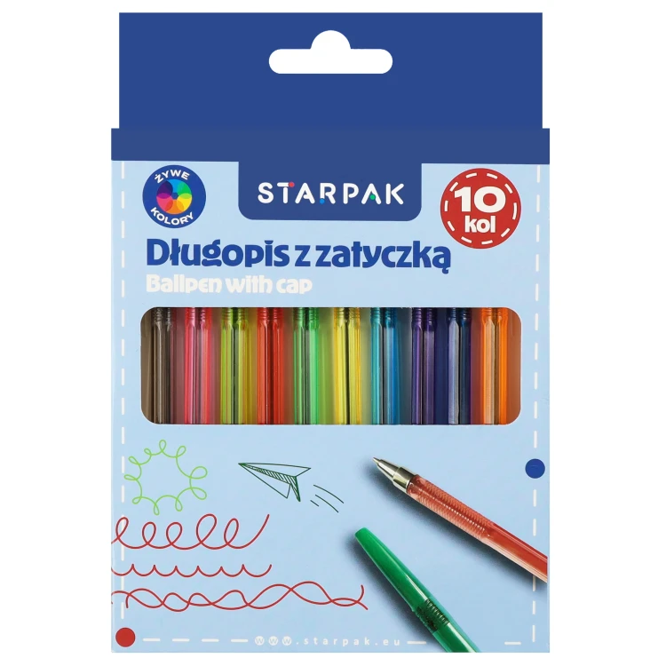 Długopis zamykany 10 kolorów School STARPAK 582145