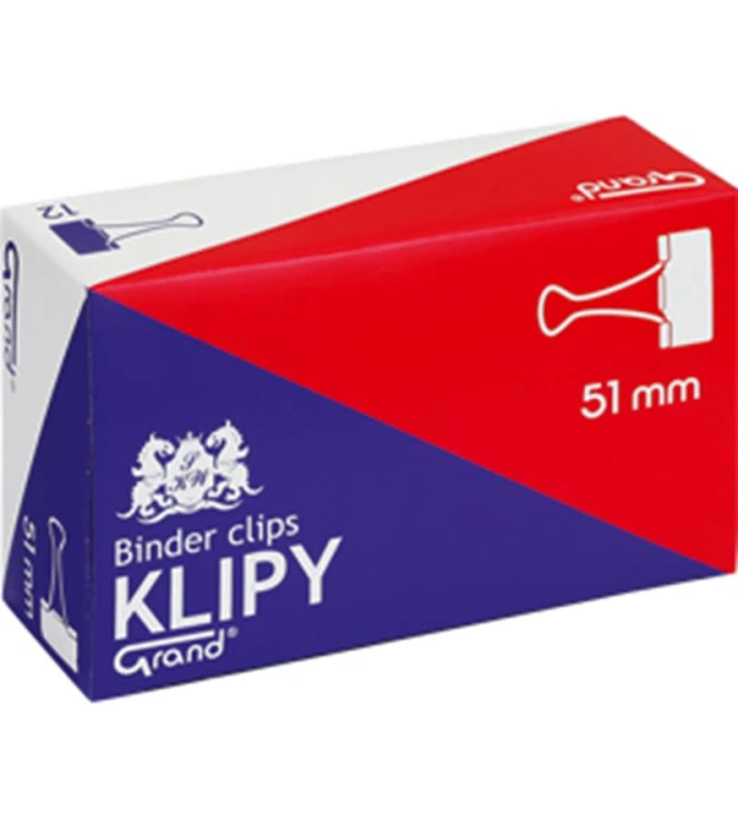 Klipy metalowe GRAND 51 mm czarne 12 szt.