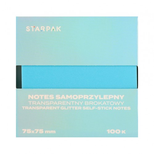 Notes samoprzylepny 75x75/100k transparent brokat niebieski STARPAK 576530