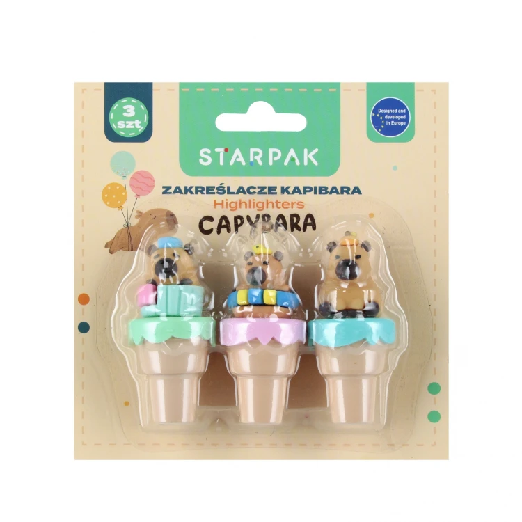 Zakreślacz mini Kapibara 3 kolory STARPAK  563031
