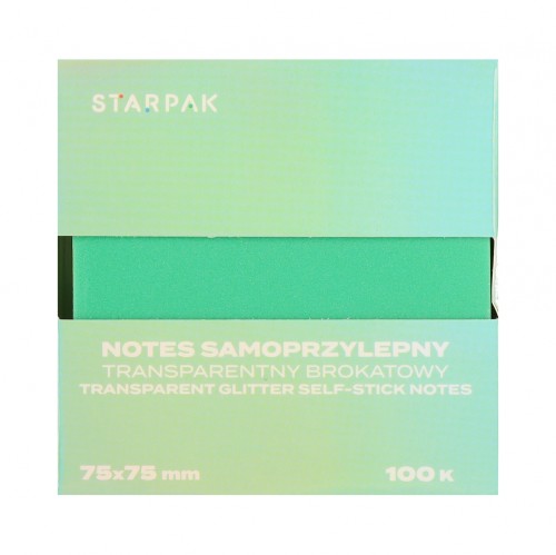 Notes samoprzylepny 75x75/100k transparent brokat zielony STARPAK 576531