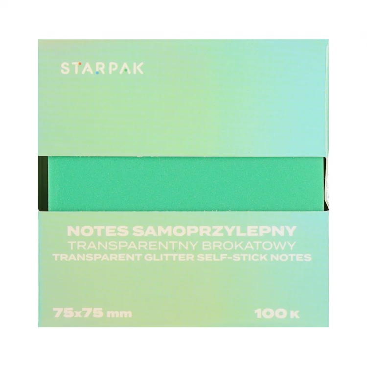 Notes samoprzylepny 75x75/100k transparent brokat zielony STARPAK 576531