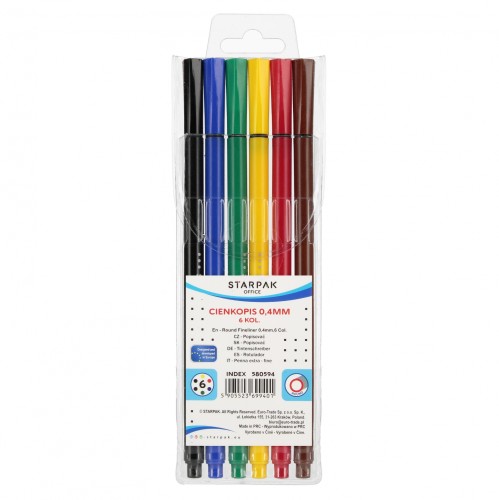 Cienkopis 6 kolorów 0.4 w etui STARPAK 580594
