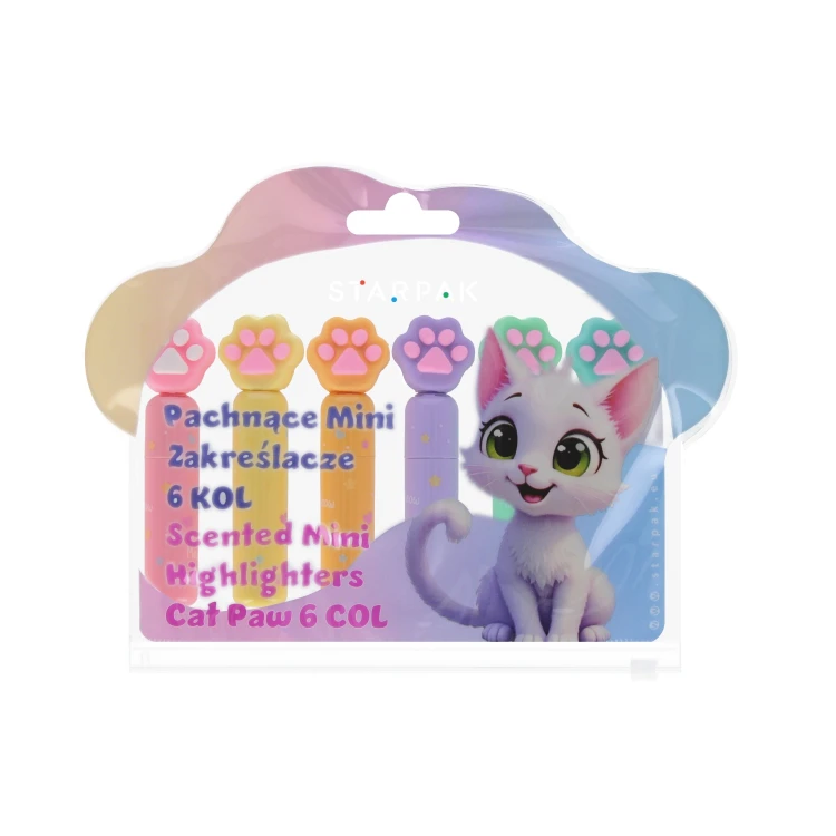 Zakreślacz mini 4 kolory pastelowe Łapki STARPAK 563028