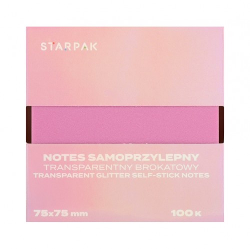 Notes samoprzylepny 75x75/100k transparent brokat liliowy STARPAK 576528