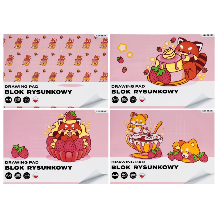 Blok rysunkowy A4/20K biały Kawaii 4 wzory A 10 STARPAK 592247