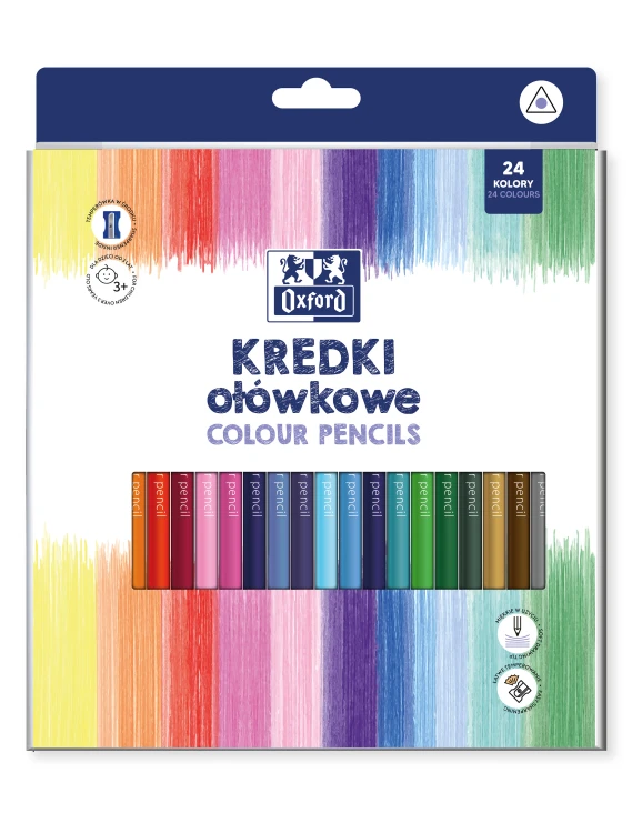 Kredki ołówkowe 24 kolory trójkątne   temperówka Regular Oxford HAMELIN 400174525
