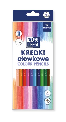 Kredki ołówkowe 12 kolorów trójkątne   temperówka Regular Oxford  HAMELIN 400174524