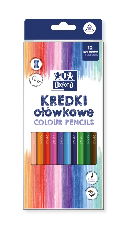 Kredki ołówkowe 12 kolorów trójkątne   temperówka Regular Oxford  HAMELIN 400174524