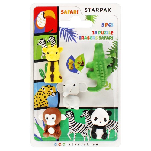 Gumka do mazania 3D puzzle Safari 5szt STARPAK 505318