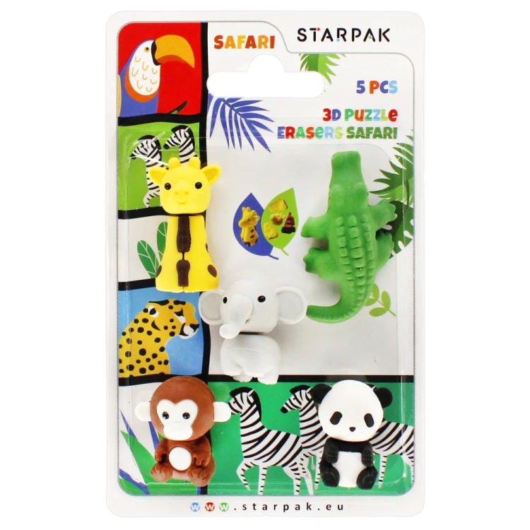Gumka do mazania 3D puzzle Safari 5szt STARPAK 505318