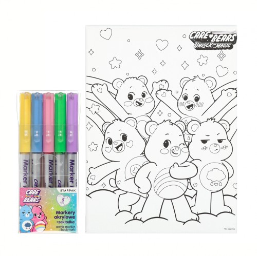 Podobrazie z nadrukiem   markery akrylowe 5 kolorów Care Bears STARPAK 583602
