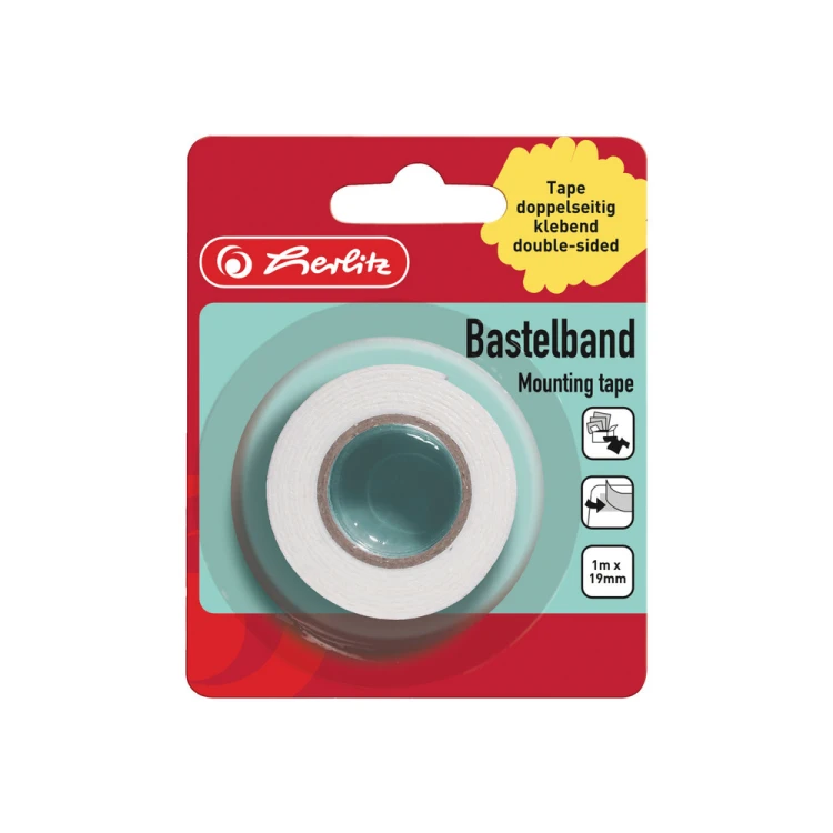 Taśma klejąca Herlitz 1MX19 mm dwustronna biała b/c
