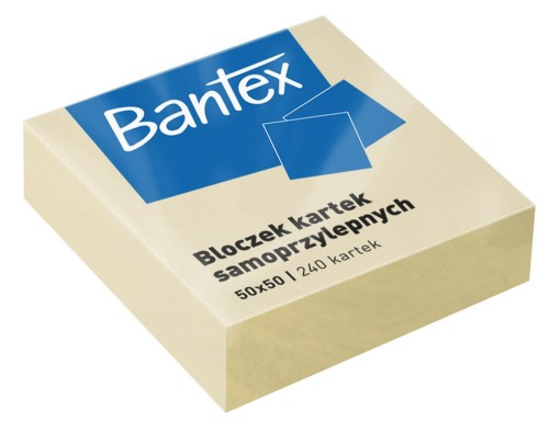 Notes samoprzylepny 50x50/240k żółty BANTEX 400086400