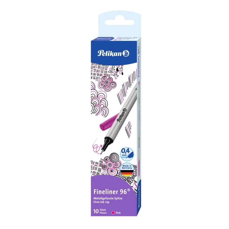 Cienkopis PELIKAN FINELINER 96 0,4 mm 10 szt.. różowy