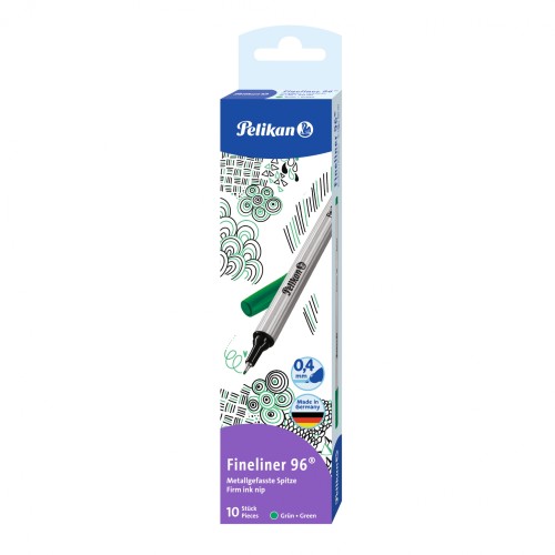 Cienkopis PELIKAN FINELINER 96 0,4 mm 10 szt. zielony