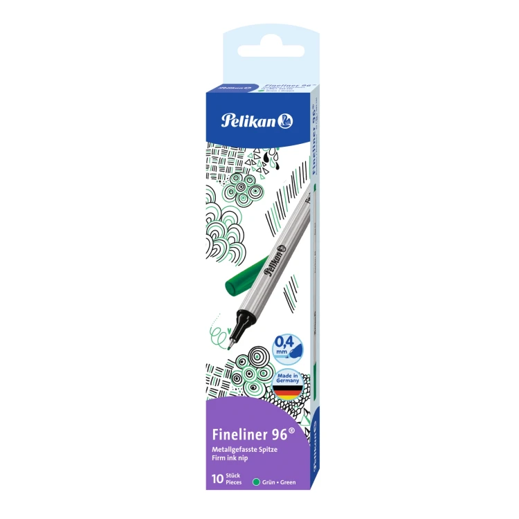 Cienkopis PELIKAN FINELINER 96 0,4 mm 10 szt. zielony