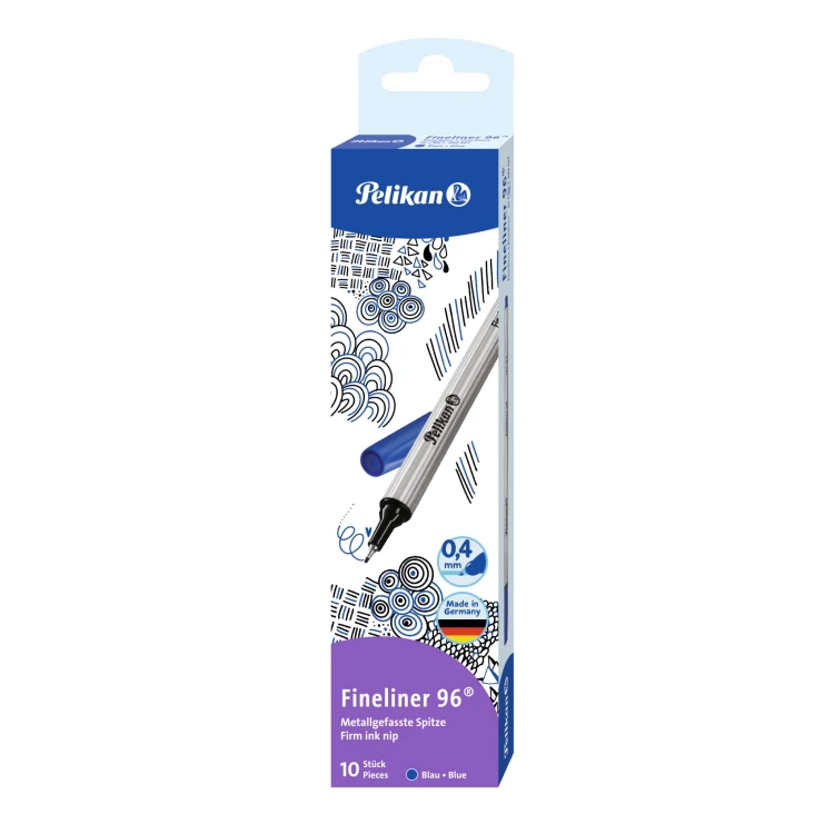 Cienkopis PELIKAN FINELINER 96 0,4 mm 10 szt. niebieski