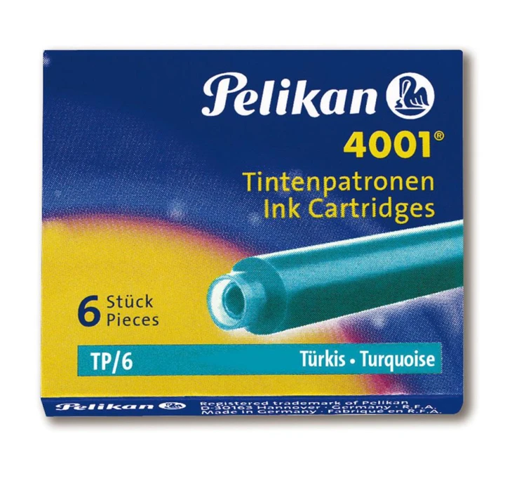 Naboje do piór krótkie turkusowe 6 szt. PELIKAN 400142569