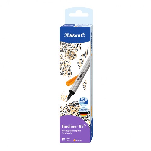 Cienkopis PELIKAN FINELINER 96 0,4 mm 10 szt. pomarańczowy